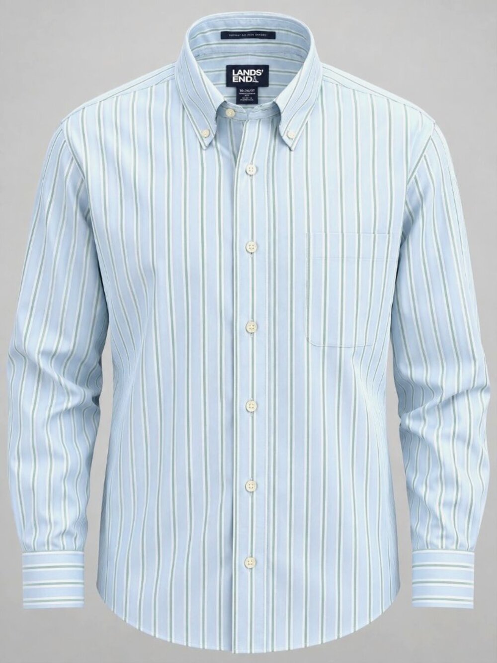 Lands End Mens 16-36 Tall Dress Shirt Supima No Iron Oxford Blue Traditional Fit